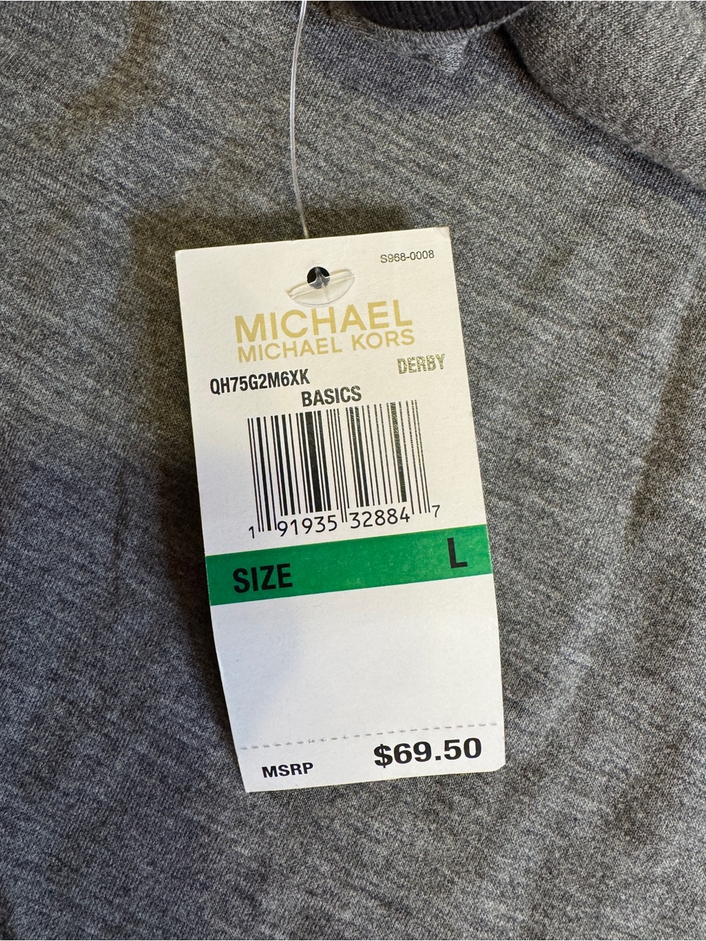 Michael Michael Kors Derby Basics Long Sleeve Logo Top Gray Black Size L NWT - Picture 3 of 8